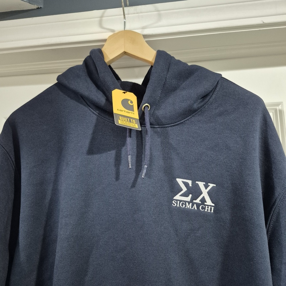 Carhartt Hoodie Mens XXL 2XL Navy Loose Fit Midweight Sweatshirt Sigma Chi